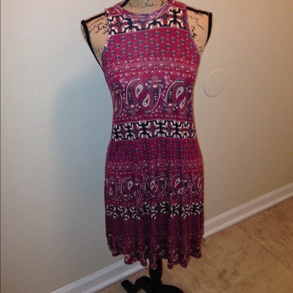 High neck patterned dress